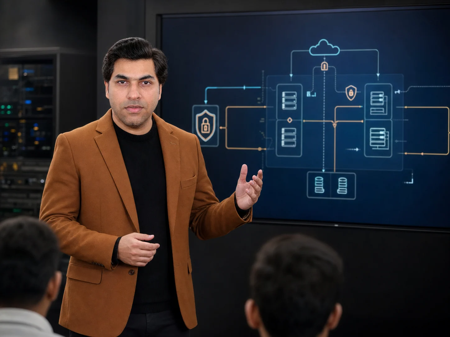 Attique Bhatti leading an enterprise cybersecurity architecture briefing