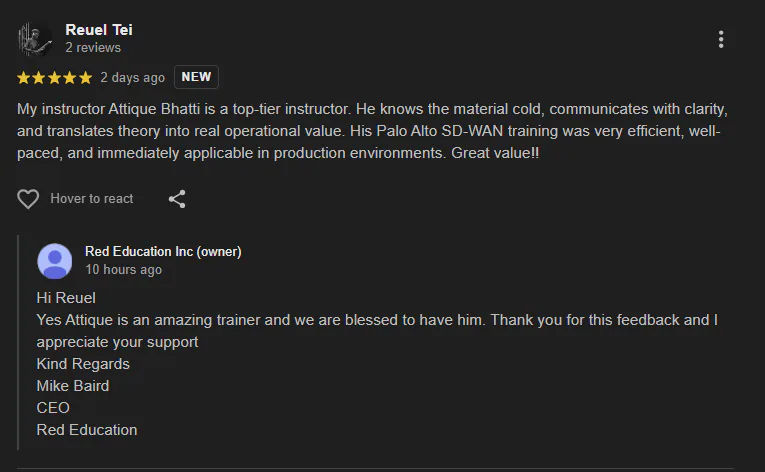 Original learner feedback source 5