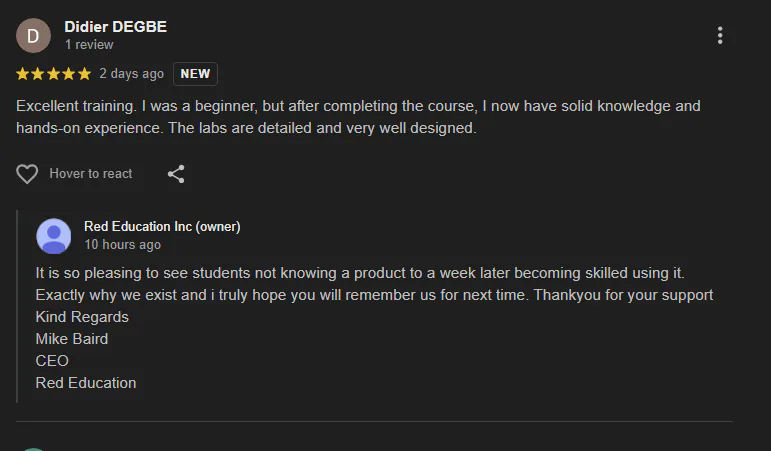 Original learner feedback source 8